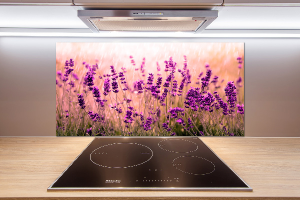 Pannello paraschizzi cucina con decorazione lavanda