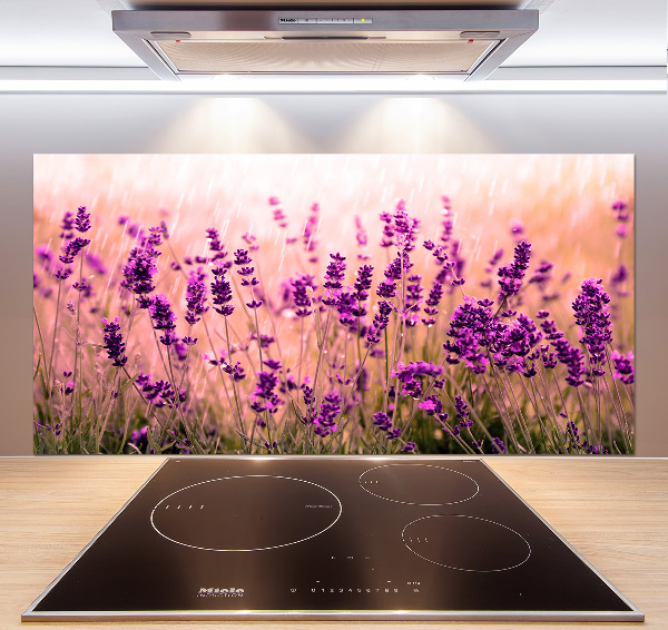Pannello paraschizzi cucina con decorazione lavanda
