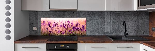 Pannello paraschizzi cucina con decorazione lavanda