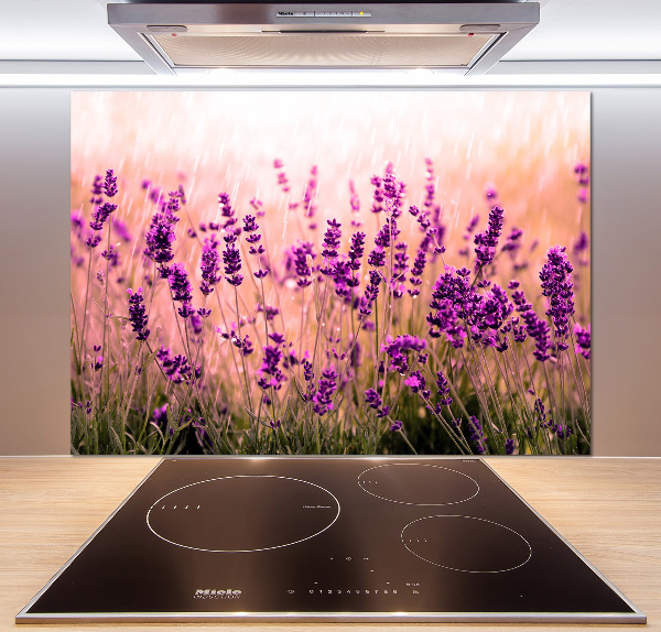 Pannello paraschizzi cucina con decorazione lavanda