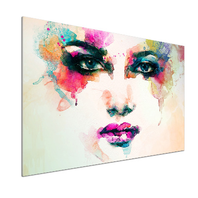 Rivestimento parete cucina con stampa ritratto di donna