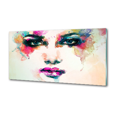 Rivestimento parete cucina con stampa ritratto di donna