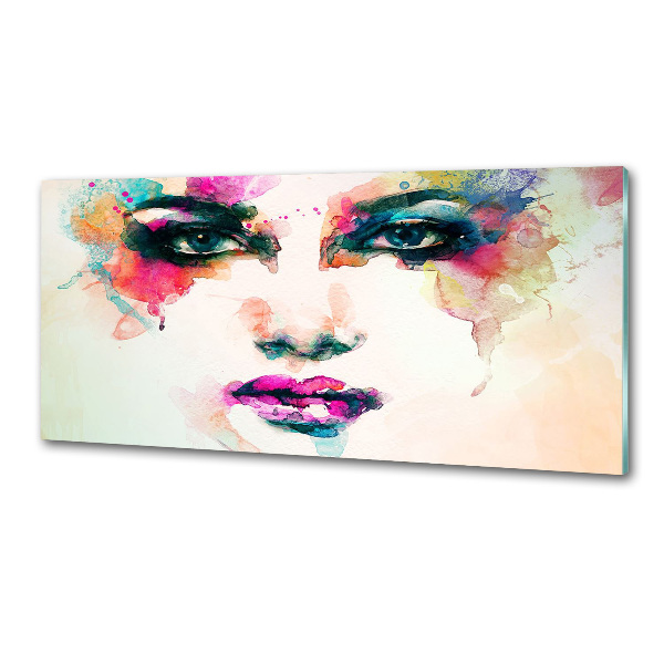 Rivestimento parete cucina con stampa ritratto di donna