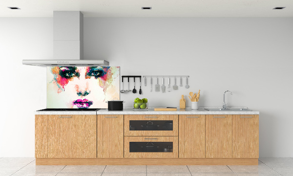 Rivestimento parete cucina con stampa ritratto di donna