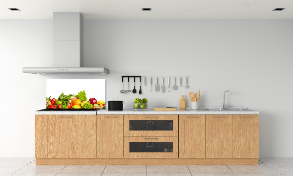 Rivestimento parete cucina con motivo di frutta e verdura