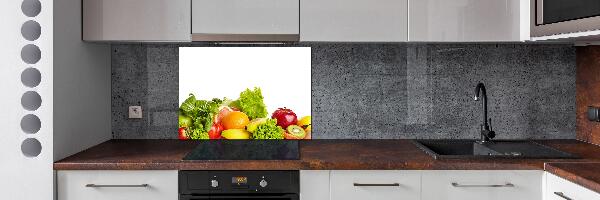 Rivestimento parete cucina con motivo di frutta e verdura