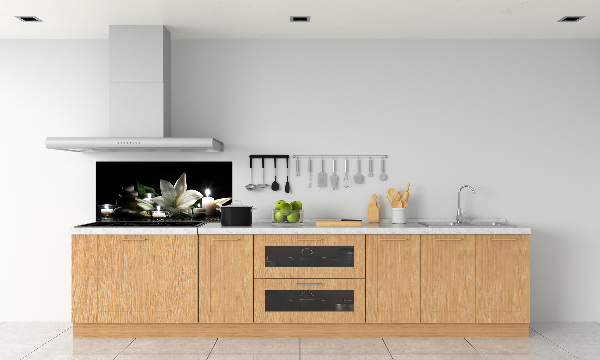 Pannello retrocucina con motivo a giglio bianco