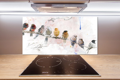 Pannello paraschizzi cucina con motivo di uccelli su un ramo