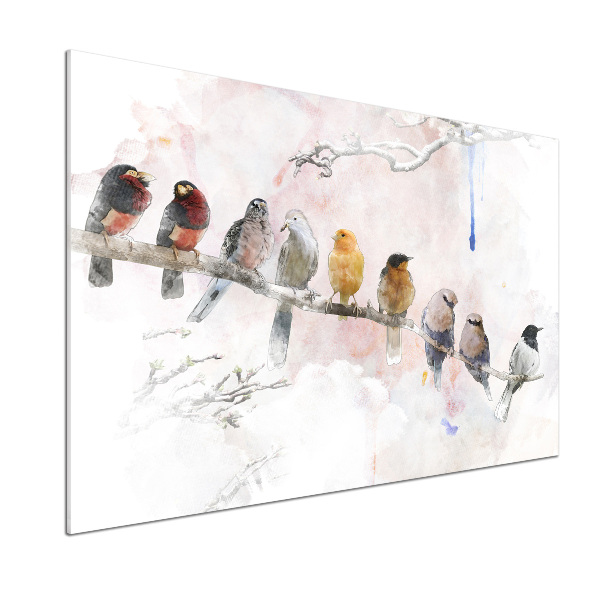 Pannello paraschizzi cucina con motivo di uccelli su un ramo