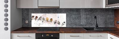 Pannello paraschizzi cucina con motivo di uccelli su un ramo