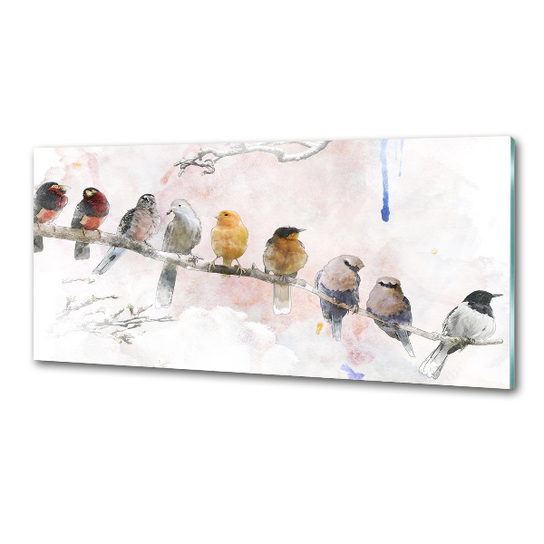 Pannello paraschizzi cucina con motivo di uccelli su un ramo