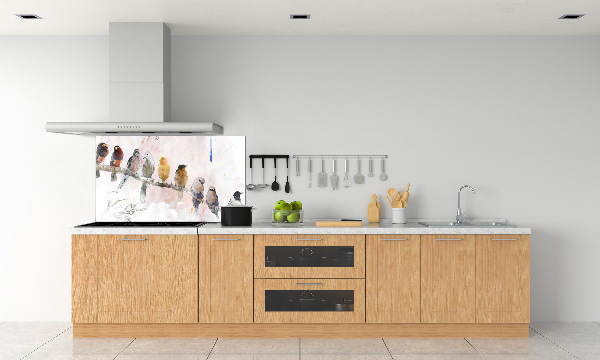 Pannello paraschizzi cucina con motivo di uccelli su un ramo