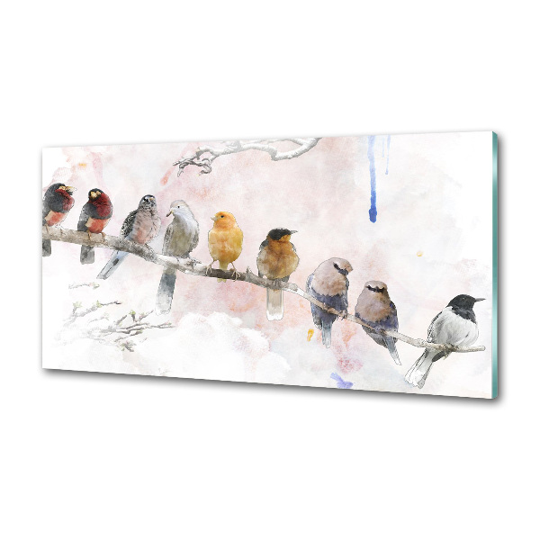 Pannello paraschizzi cucina con motivo di uccelli su un ramo