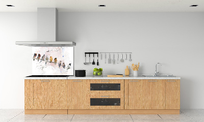 Pannello paraschizzi cucina con motivo di uccelli su un ramo