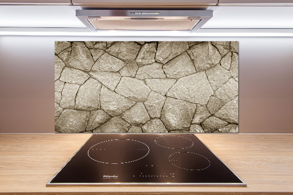 Pannello paraschizzi cucina con motivo di muro di pietra