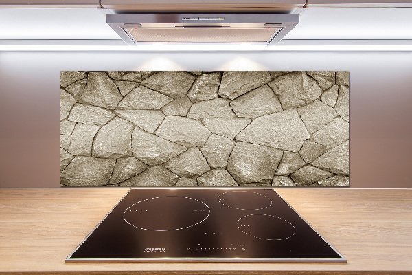 Pannello paraschizzi cucina con motivo di muro di pietra
