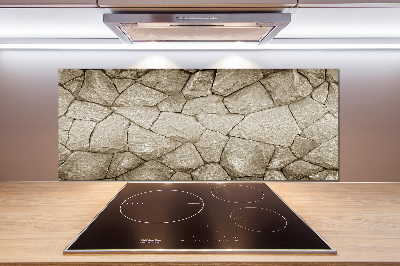 Pannello paraschizzi cucina con motivo di muro di pietra