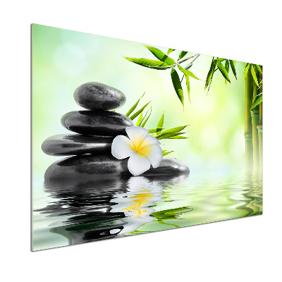 Rivestimento parete cucina con motivo Plumeria e bambù