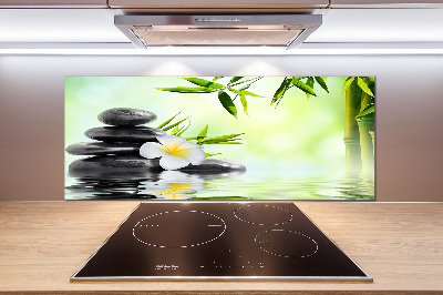 Rivestimento parete cucina con motivo Plumeria e bambù