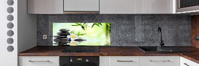 Rivestimento parete cucina con motivo Plumeria e bambù