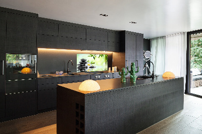 Rivestimento parete cucina con motivo Plumeria e bambù