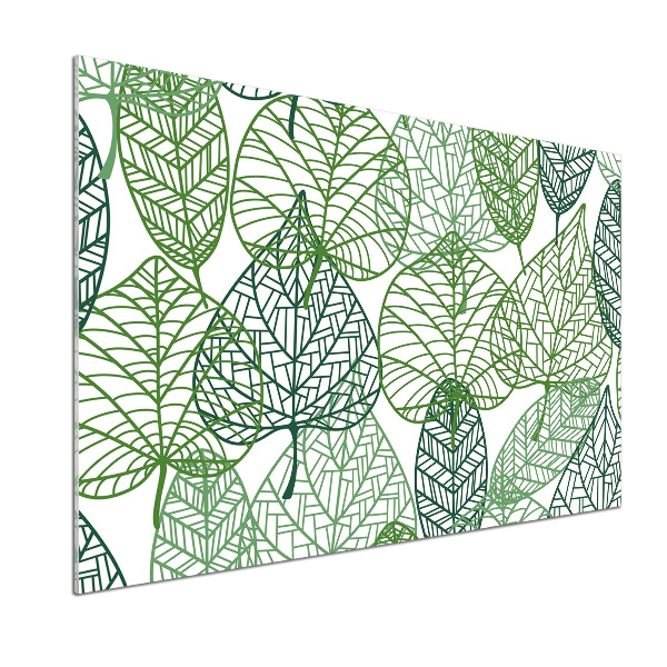 Rivestimento parete cucina con motivo a foglie verdi