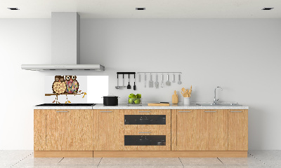 Rivestimento parete cucina con decorazione di due gufi su un ramo