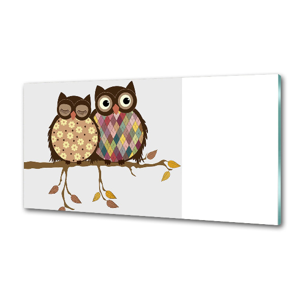 Rivestimento parete cucina con decorazione di due gufi su un ramo