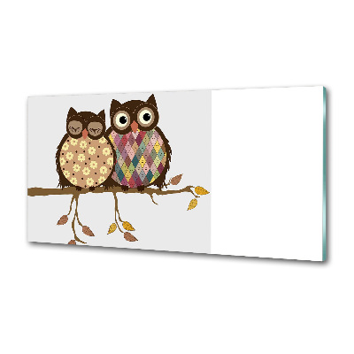 Rivestimento parete cucina con decorazione di due gufi su un ramo