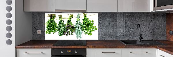 Pannello paraschizzi cucina con motivo di erbe aromatiche su un filo