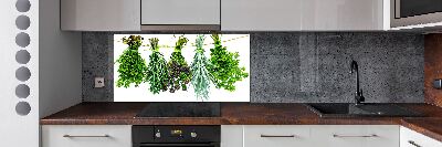Pannello paraschizzi cucina con motivo di erbe aromatiche su un filo
