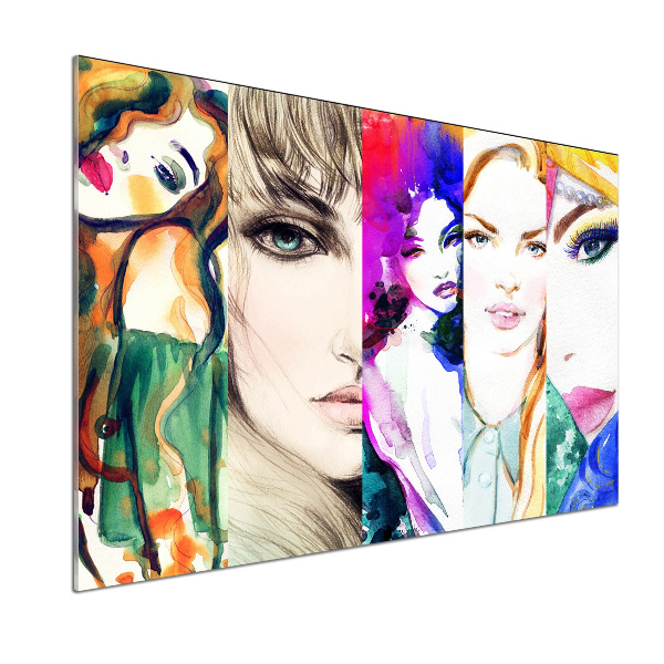 Rivestimento parete cucina con stampa di ritratti femminili