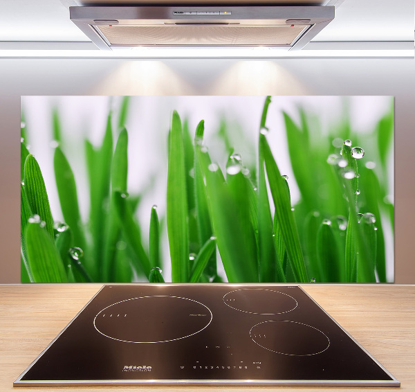 Rivestimento parete cucina con motivo a fili d'erba