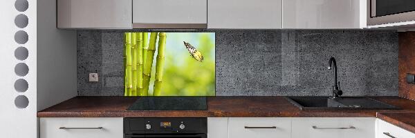 Pannello paraschizzi cucina in bambù con stampa a motivo farfalla