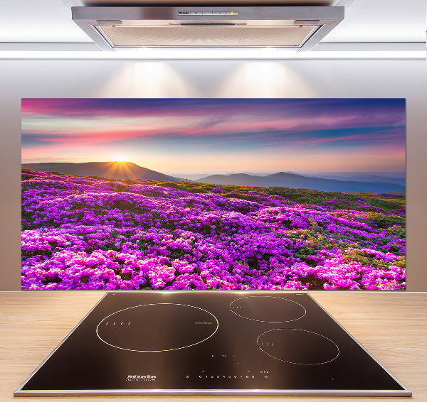 Pannello paraschizzi cucina con decorazione con fiori di montagna