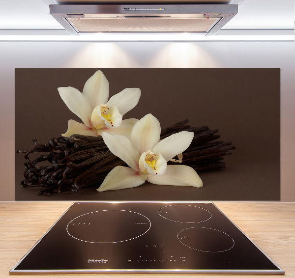 Rivestimento parete cucina con motivo di baccelli di vaniglia