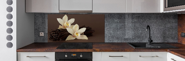 Rivestimento parete cucina con motivo di baccelli di vaniglia