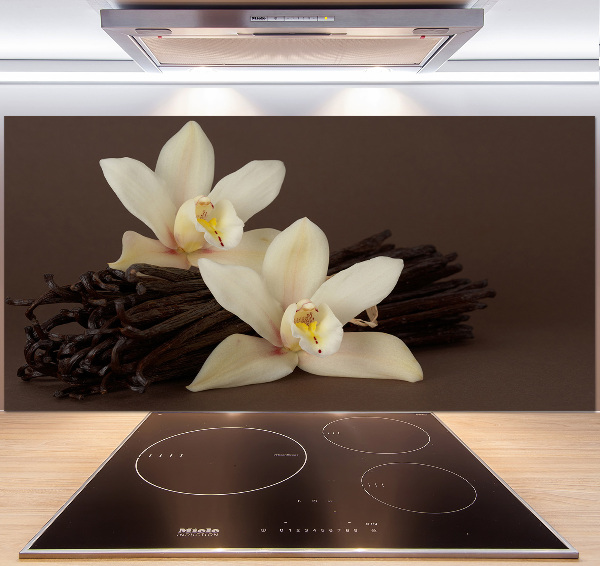 Rivestimento parete cucina con motivo di baccelli di vaniglia