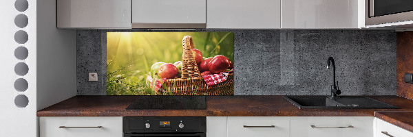 Pannello retrocucina con motivo di mele nel cesto