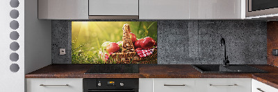 Pannello retrocucina con motivo di mele nel cesto