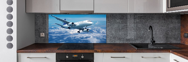 Pannello paraschizzi cucina con stampa raffigurante un aereo tra le nuvole