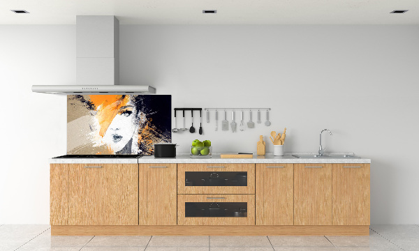 Pannello paraschizzi cucina con il ritratto di una donna