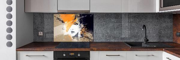 Pannello paraschizzi cucina con il ritratto di una donna