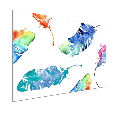 Rivestimento parete cucina con motivo di piume colorate