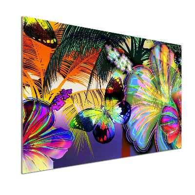 Pannello paraschizzi cucina con decorazione di fiori e farfalla