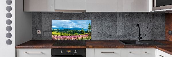 Rivestimento parete cucina con motivo Lavanda in montagna