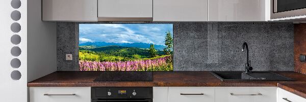 Rivestimento parete cucina con motivo Lavanda in montagna