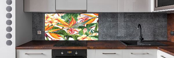 Pannello retrocucina con motivo a fiori tropicali