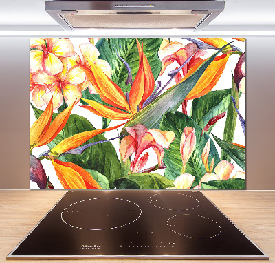 Pannello retrocucina con motivo a fiori tropicali