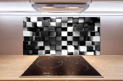 Rivestimento parete cucina con motivo ad astrazione cubica